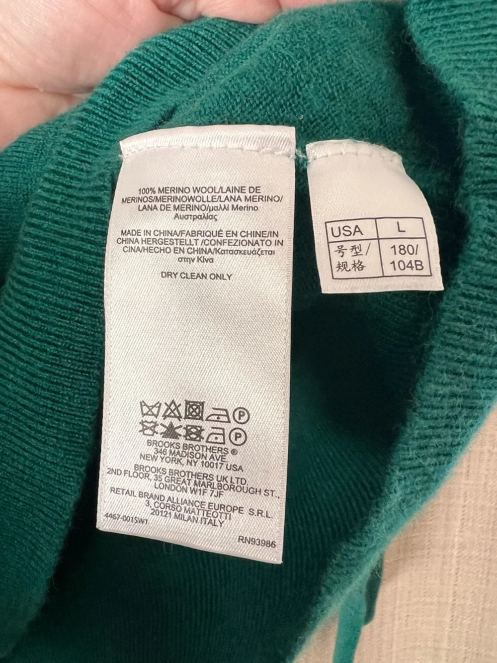 Brooks Brothers Colorblock Wool V-Neck‎ Sweater Men's L Gray Blue Green Pullover
